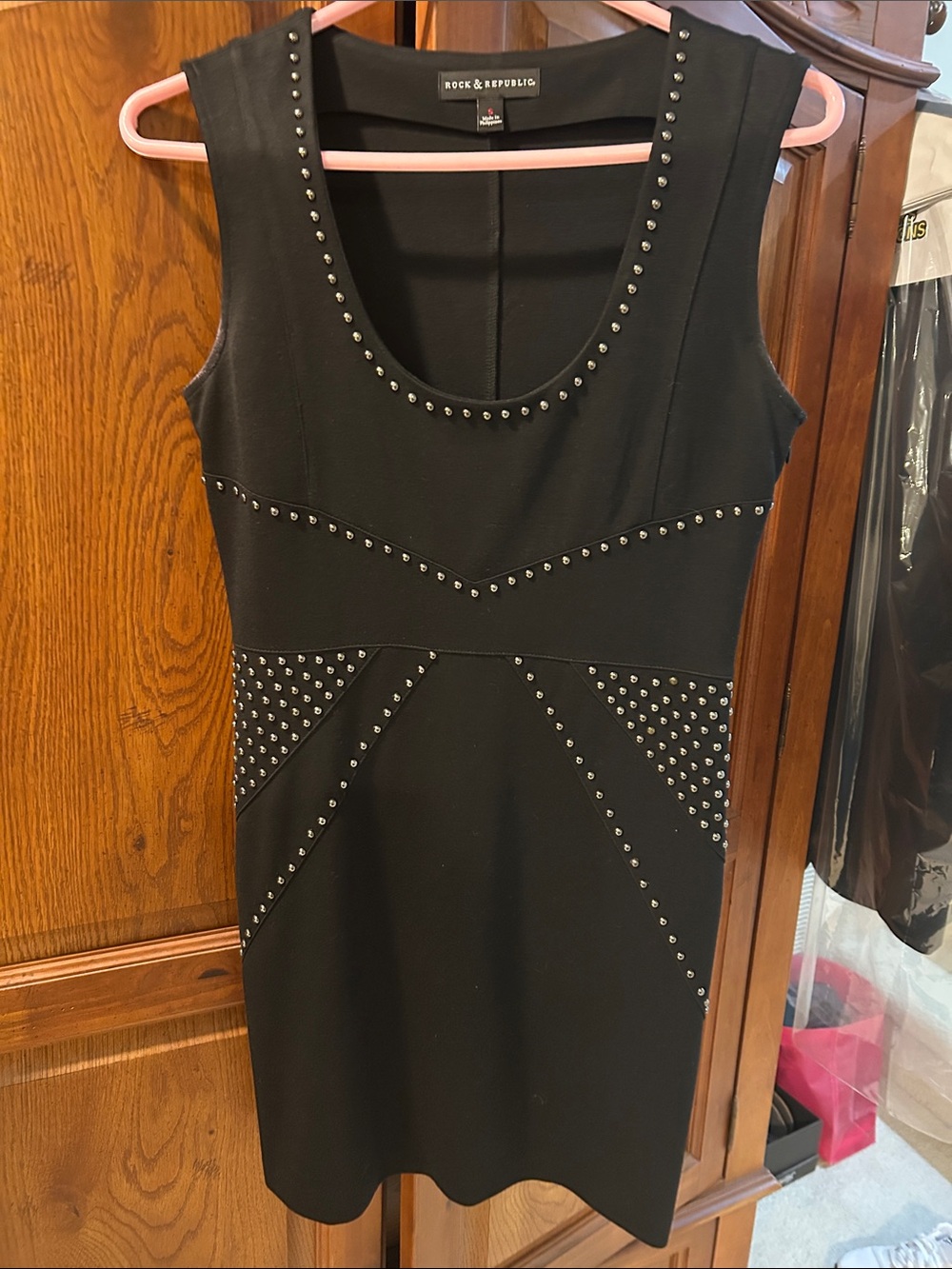 Rock & Republic Black Studded Mini Dress